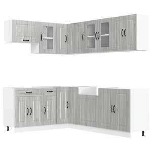 11-tlg Küchenschrank Set Grau Sonoma