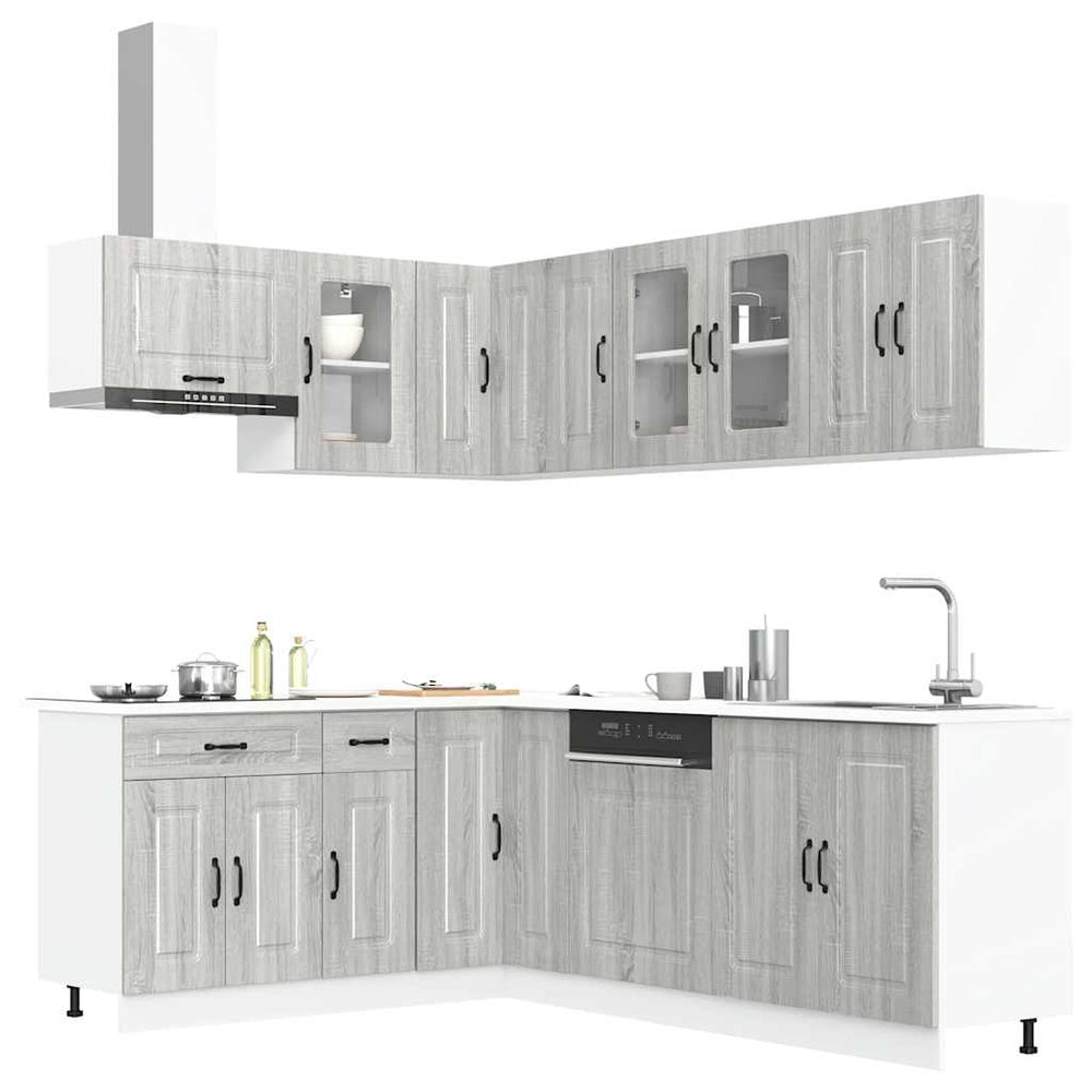 11-tlg Küchenschrank Set Grau Sonoma