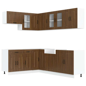 11-tlg. Küchenschrank-Set Braun Eichen-Optik