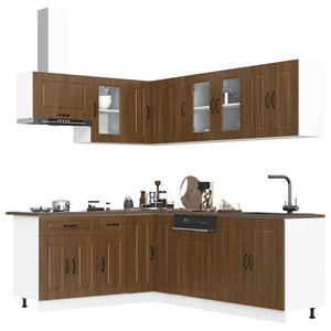 11-tlg. Küchenschrank-Set Braun Eichen-Optik