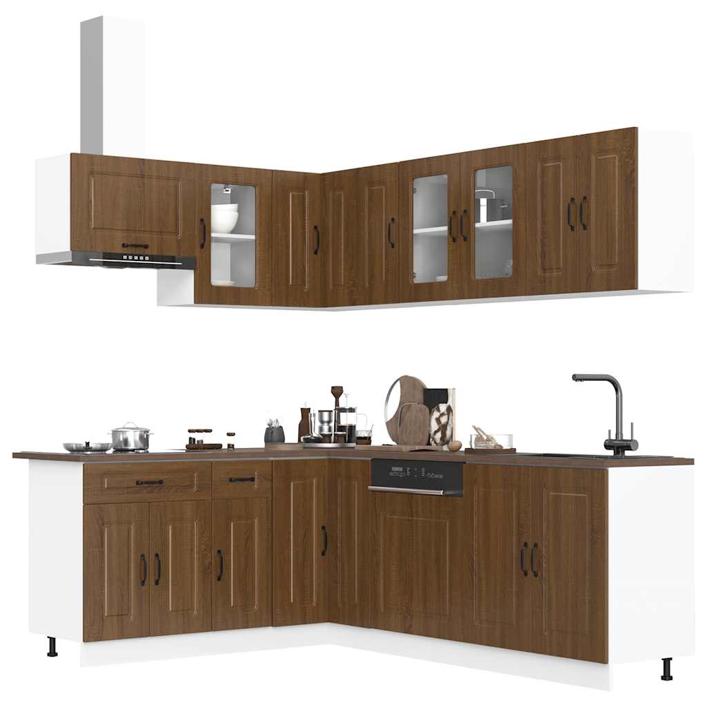 11-tlg. Küchenschrank-Set Braun Eichen-Optik