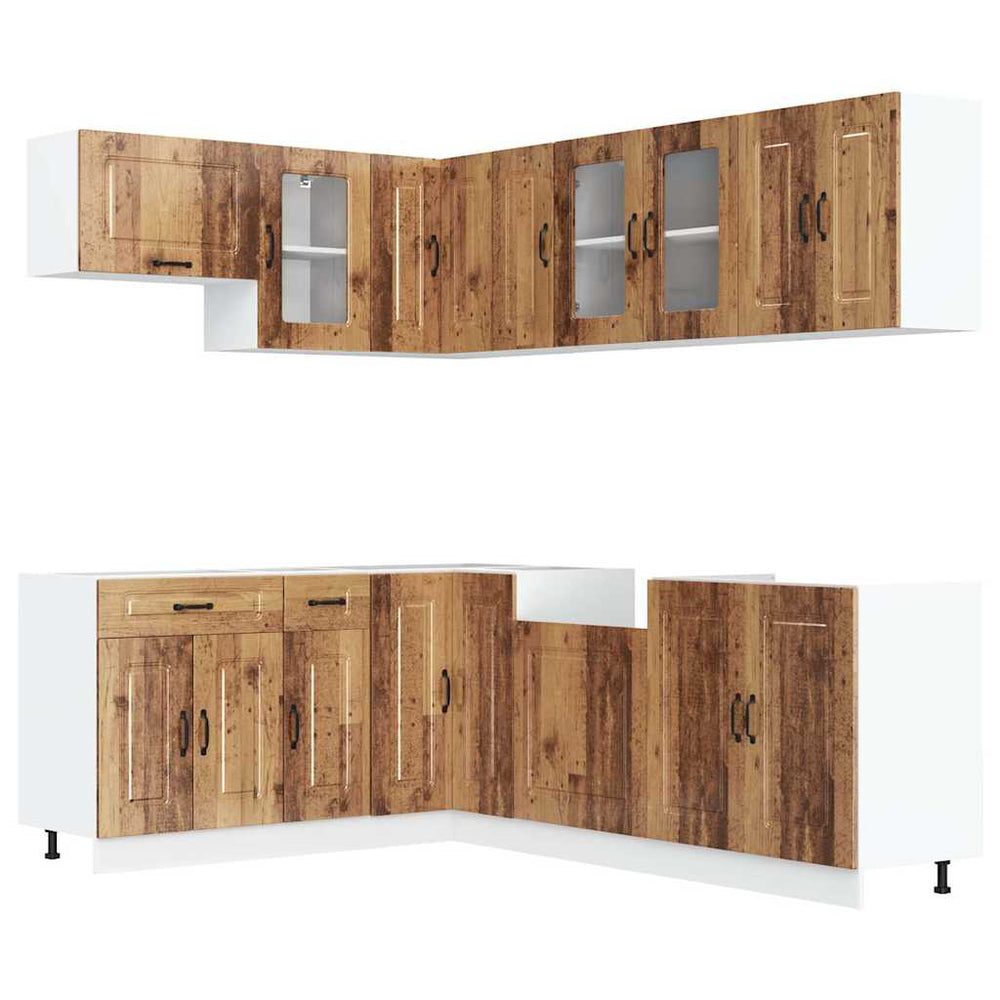 11-tlg Küchenschrank Set Altholz-Optik