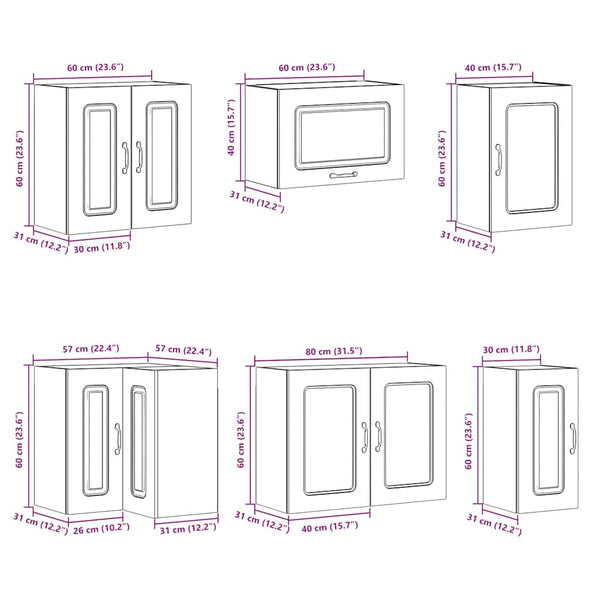 11-tlg Küchenschrank Set Altholz-Optik
