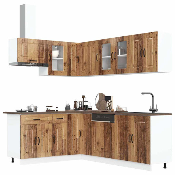 11-tlg Küchenschrank Set Altholz-Optik
