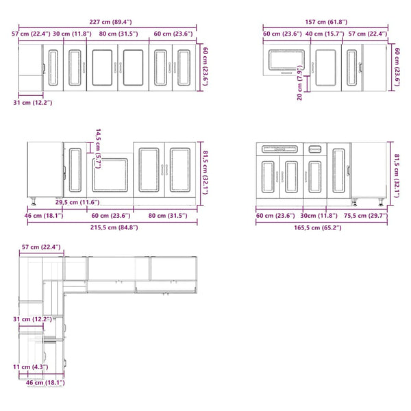 11-tlg Küchenschrank-Set Artisan-Eiche