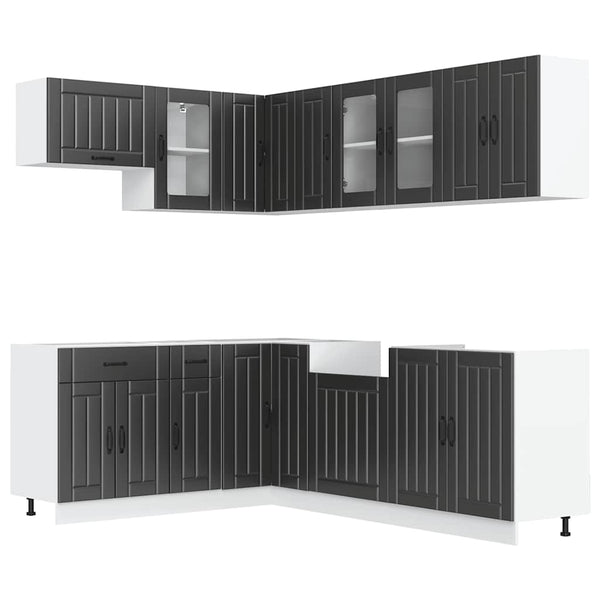 11-tlg Küchenschrank Set Schwarz
