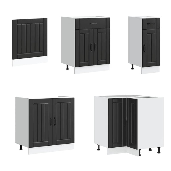 11-tlg Küchenschrank Set Schwarz