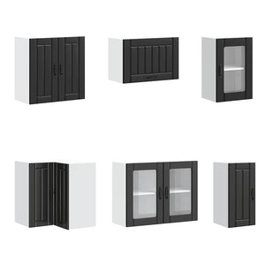 11-tlg Küchenschrank Set Schwarz