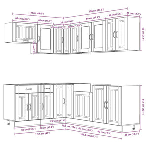 11-tlg Küchenschrank Set Schwarz