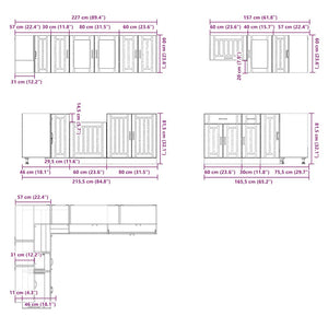 11-tlg Küchenschrank Set Schwarz