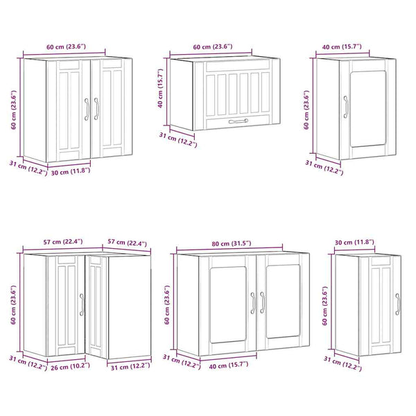 11-tlg Küchenschrank Set Schwarz