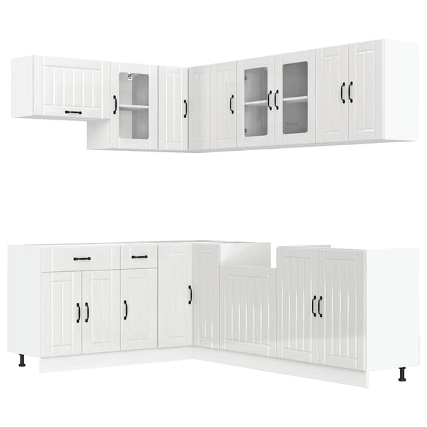 11-tlg. Küchenschrank-Set Hochglanz Weiß