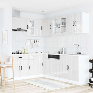 11-tlg. Küchenschrank-Set Hochglanz Weiß