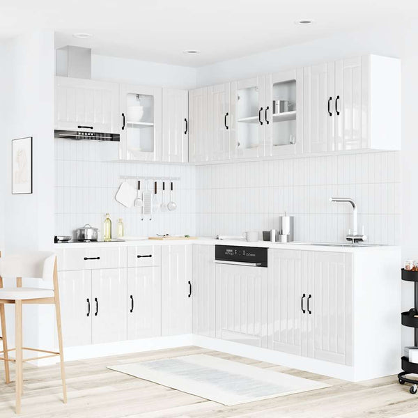 11-tlg. Küchenschrank-Set Hochglanz Weiß