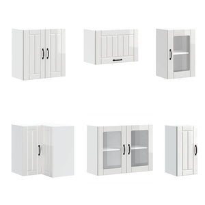 11-tlg. Küchenschrank-Set Hochglanz Weiß