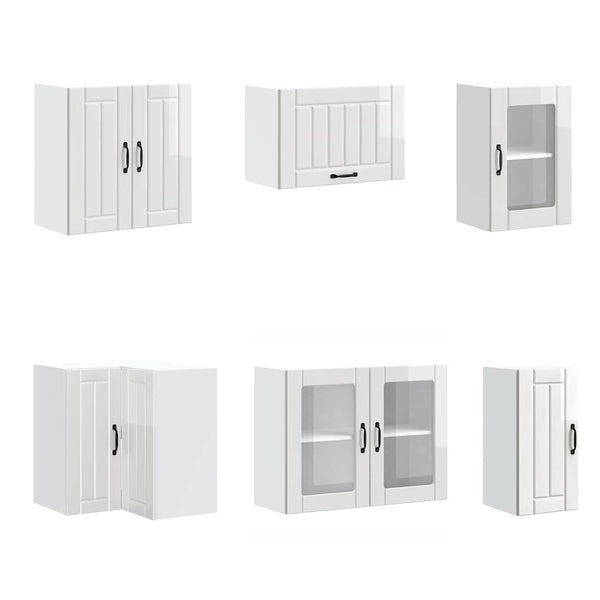 11-tlg. Küchenschrank-Set Hochglanz Weiß