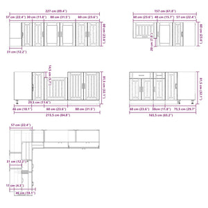 11-tlg. Küchenschrank-Set Hochglanz Weiß