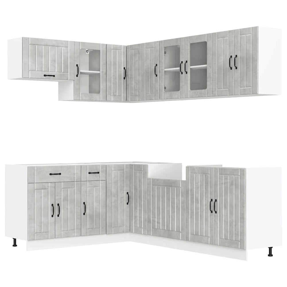 11-tlg Küchenschrank Set Betongrau