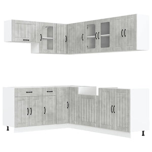 11-tlg Küchenschrank Set Betongrau