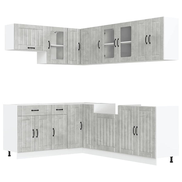 11-tlg Küchenschrank Set Betongrau