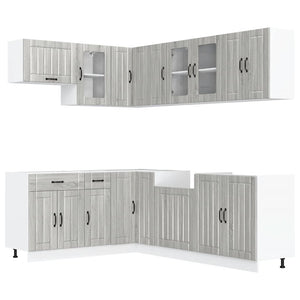 11-tlg. Küchenschrank-Set Grau Sonoma