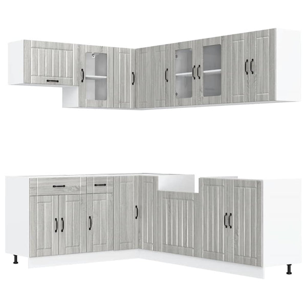 11-tlg. Küchenschrank-Set Grau Sonoma