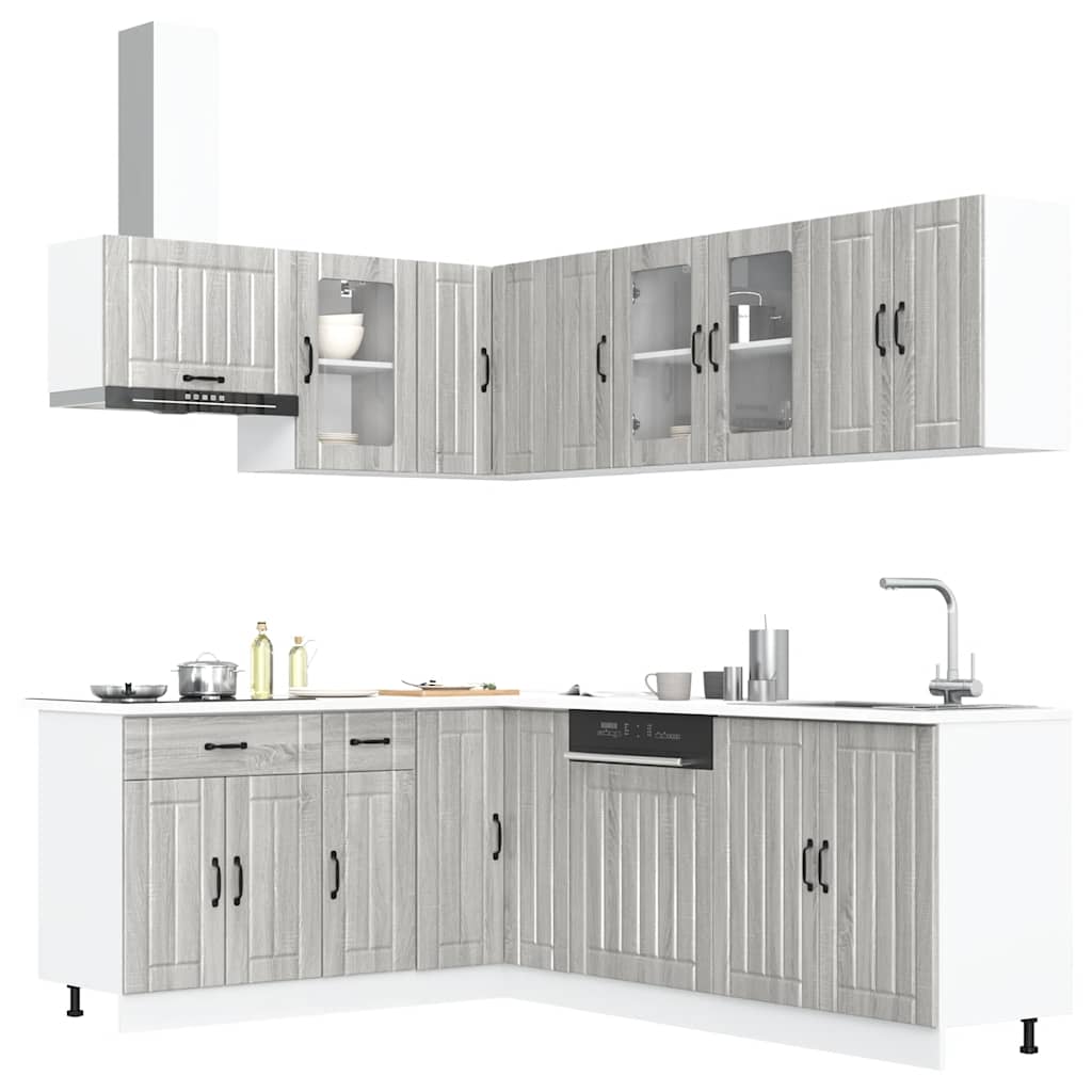 11-tlg. Küchenschrank-Set Grau Sonoma