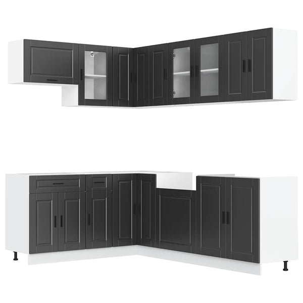 vidaXL Ensemble de meubles de cuisine Porto 11 pcs Noir Bois d'ingénierie