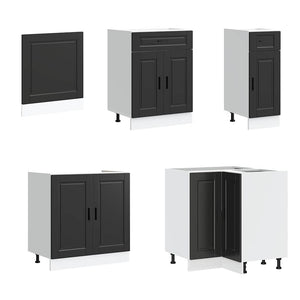 vidaXL Ensemble de meubles de cuisine Porto 11 pcs Noir Bois d'ingénierie