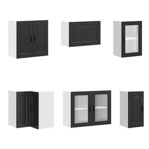 vidaXL Ensemble de meubles de cuisine Porto 11 pcs Noir Bois d'ingénierie