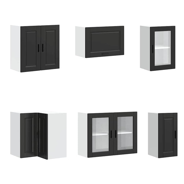 vidaXL Ensemble de meubles de cuisine Porto 11 pcs Noir Bois d'ingénierie