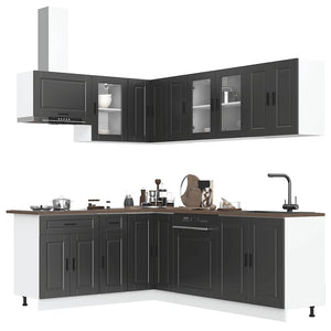 vidaXL Ensemble de meubles de cuisine Porto 11 pcs Noir Bois d'ingénierie
