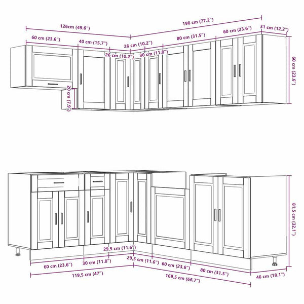 11-tlg. Küchenschrank-Set Sonoma-Eiche