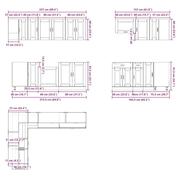 11-tlg. Küchenschrank-Set Sonoma-Eiche