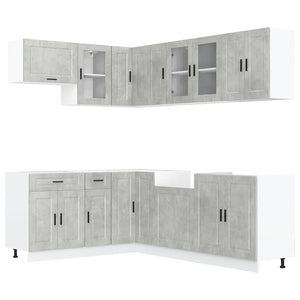 vidaXL Ensemble de meubles de cuisine 11 pcs Porto Gris béton Bois d'ingénierie