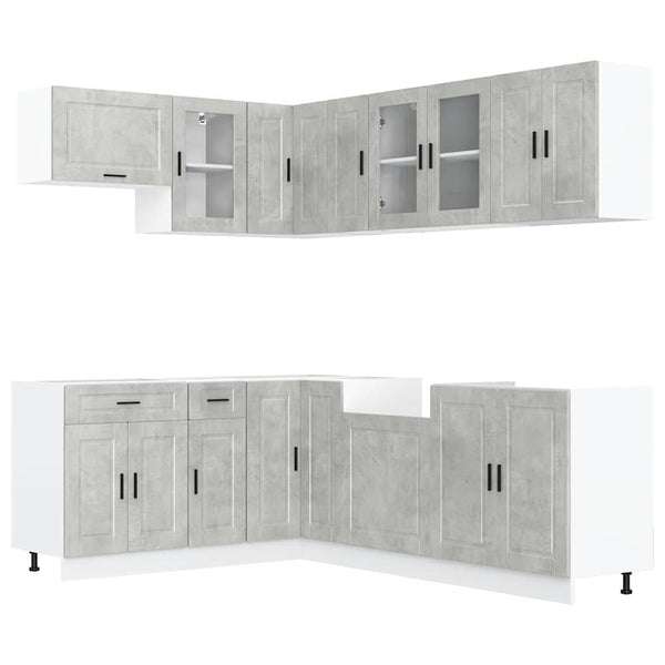 vidaXL Ensemble de meubles de cuisine 11 pcs Porto Gris béton Bois d'ingénierie