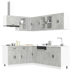 vidaXL Ensemble de meubles de cuisine 11 pcs Porto Gris béton Bois d'ingénierie