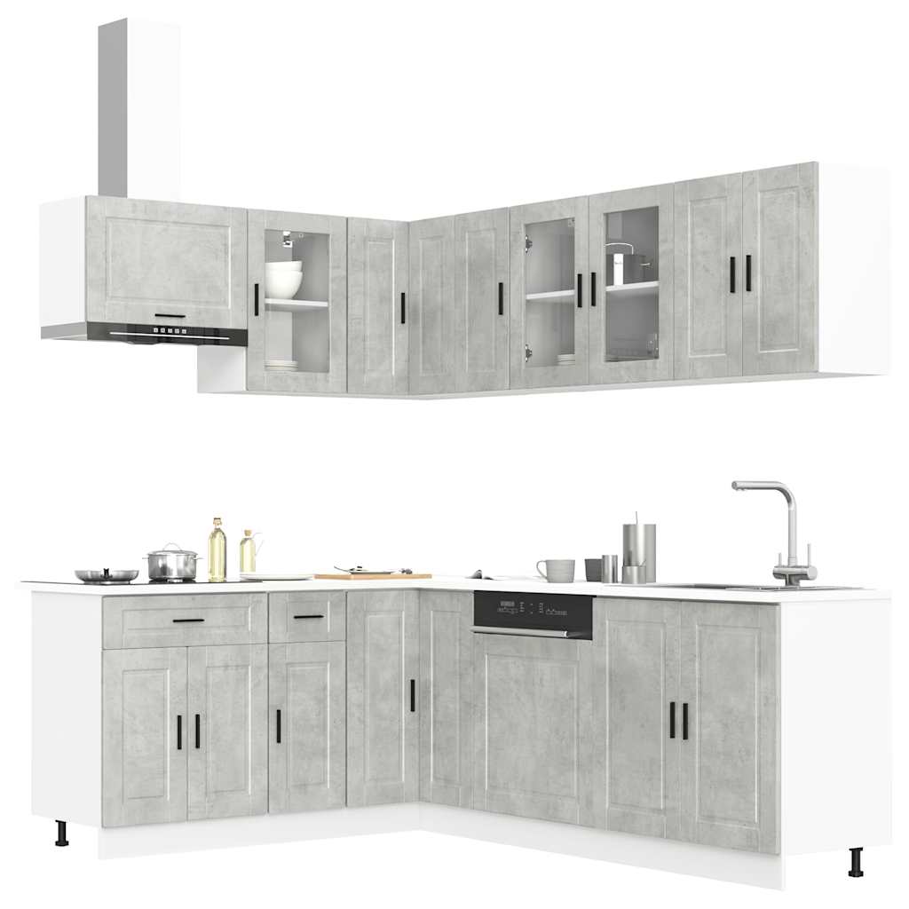 vidaXL Ensemble de meubles de cuisine 11 pcs Porto Gris béton Bois d'ingénierie
