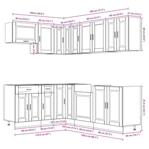 11-teiliges Küchenschrank-Set Räuchereiche
