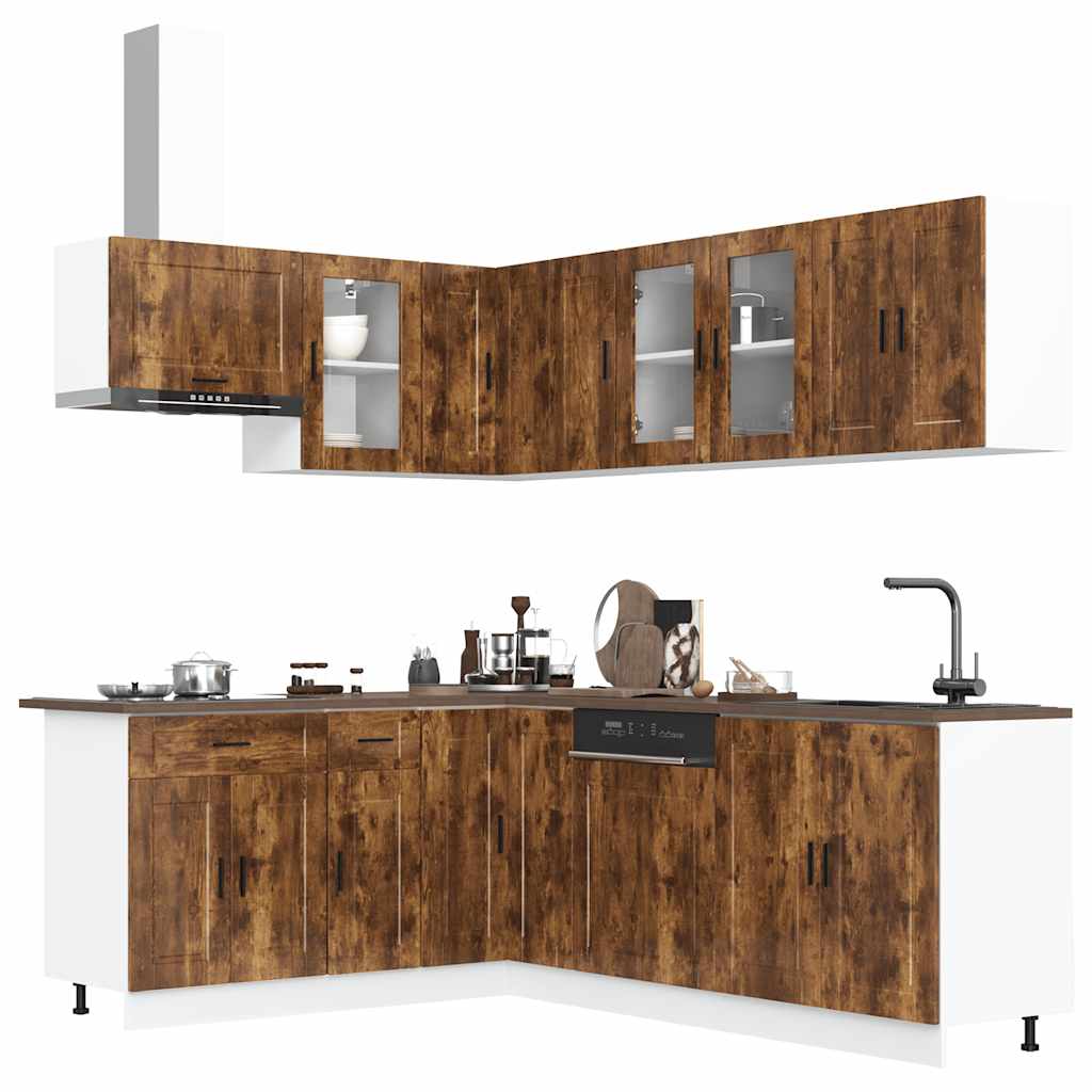11-teiliges Küchenschrank-Set Räuchereiche