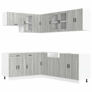 11-teiliges Küchenschrank-Set Grau Sonoma