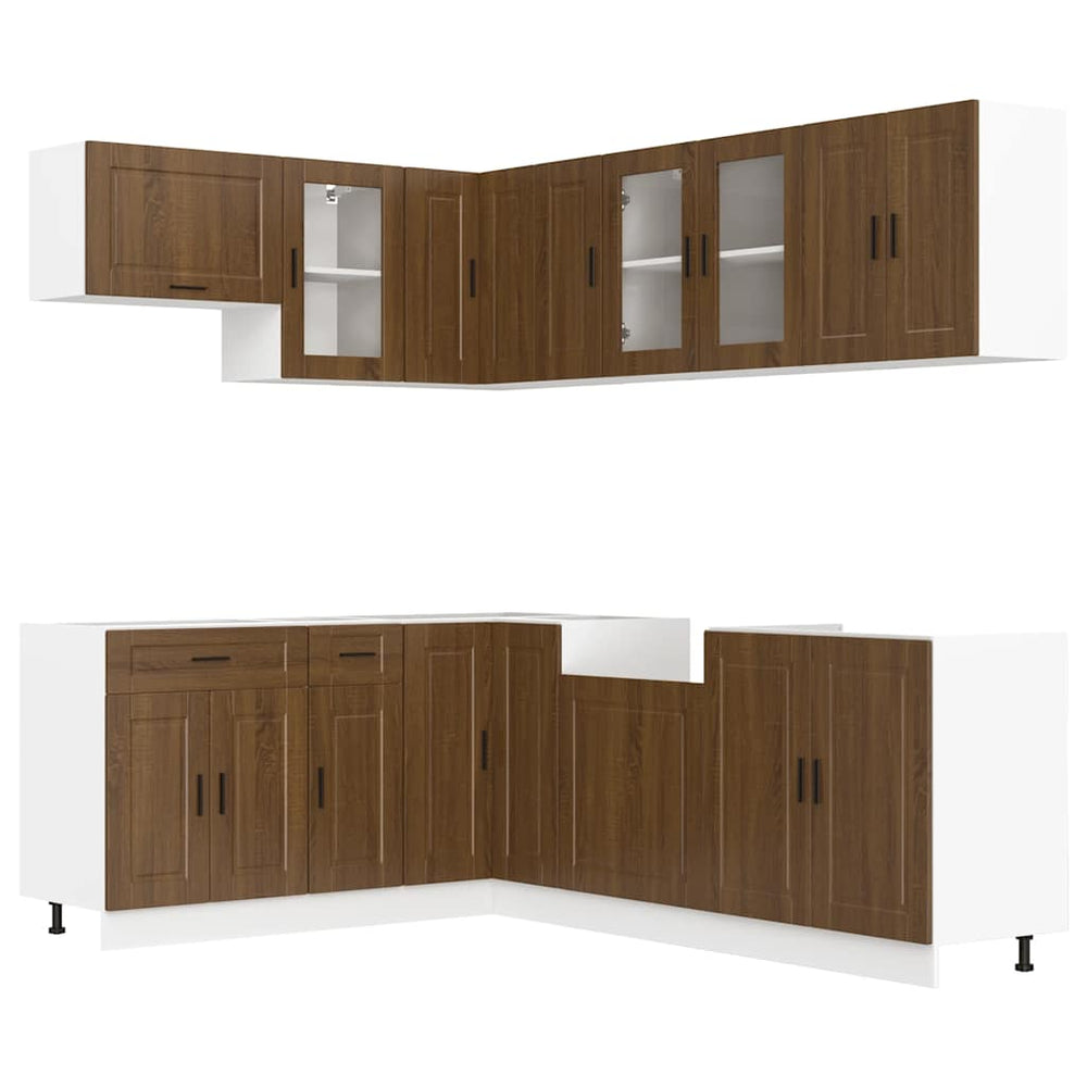 11-teiliges Küchenschrank-Set Braun Eiche