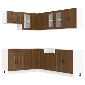 11-teiliges Küchenschrank-Set Braun Eiche
