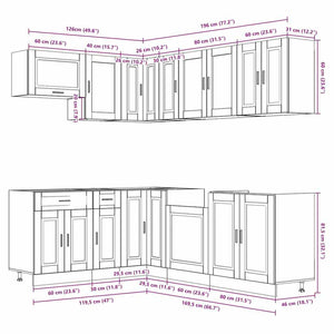 11-teiliges Küchenschrank-Set Braun Eiche