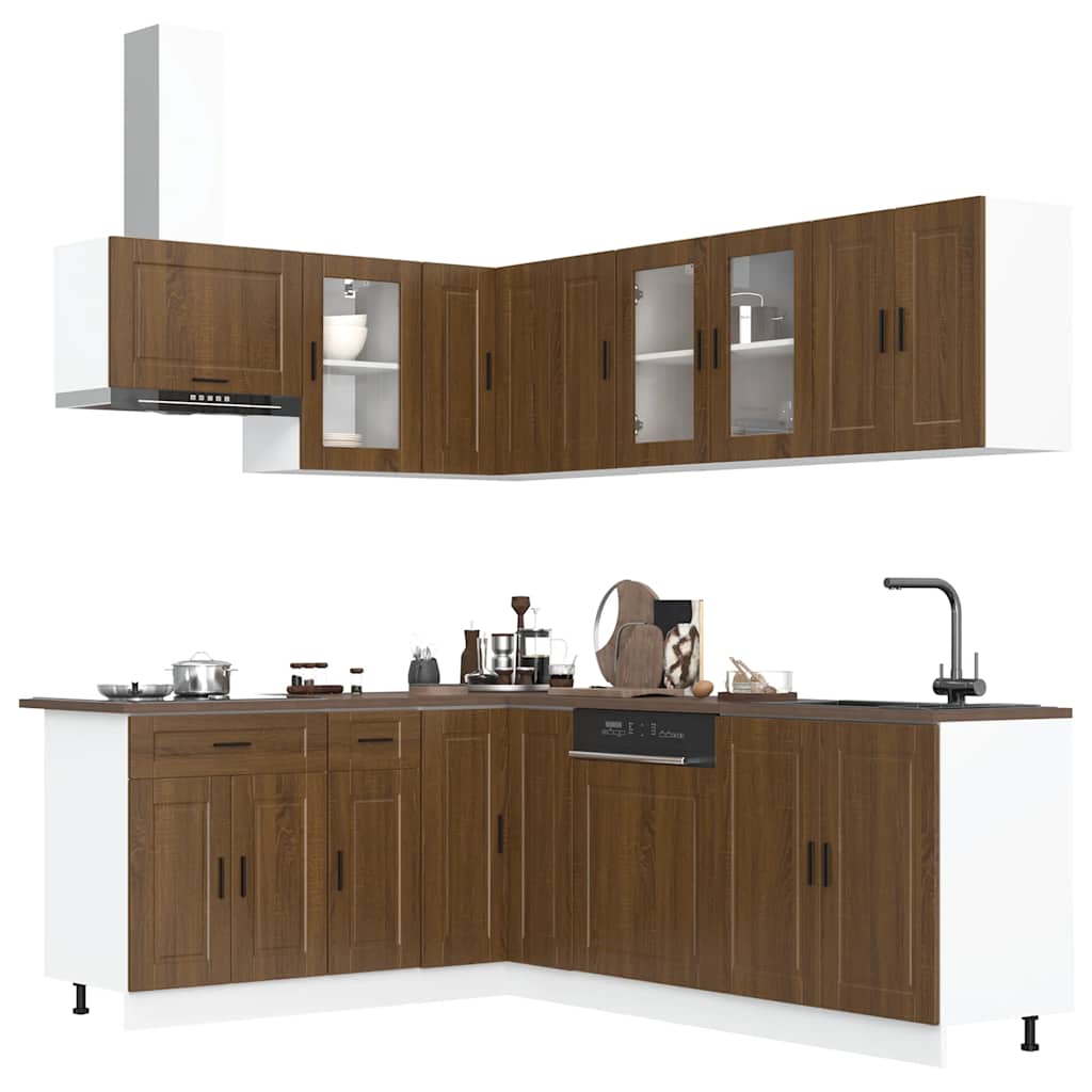11-teiliges Küchenschrank-Set Braun Eiche