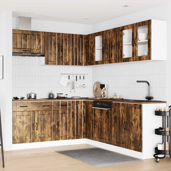 11-tlg Küchenschrank Set Räuchereiche