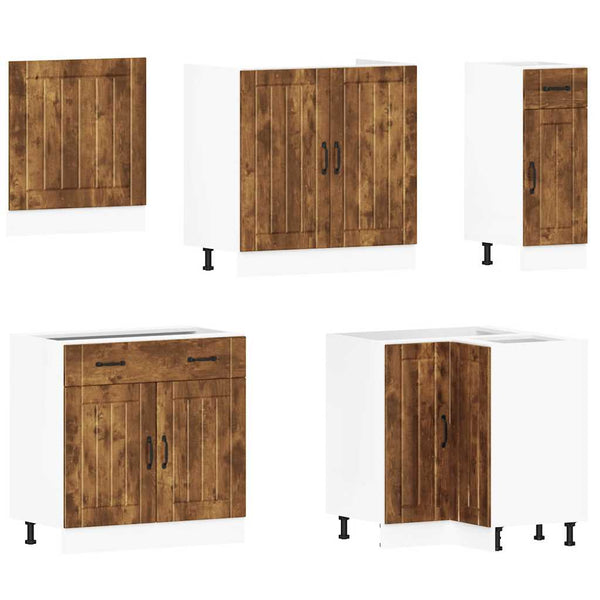 11-tlg Küchenschrank Set Räuchereiche