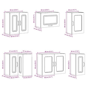11-tlg Küchenschrank Set Räuchereiche