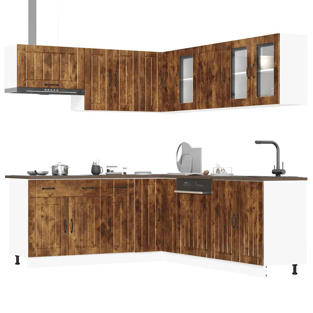 11-tlg Küchenschrank Set Räuchereiche