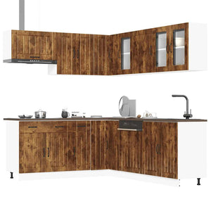 11-tlg Küchenschrank Set Räuchereiche